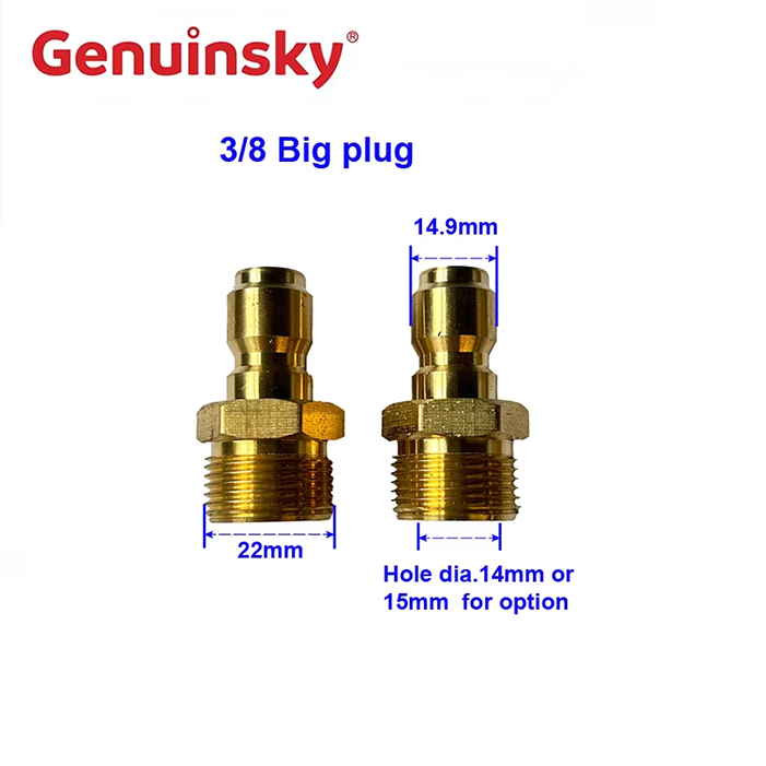 Mosiężna szybka duża wtyczka 3/8 cala M22